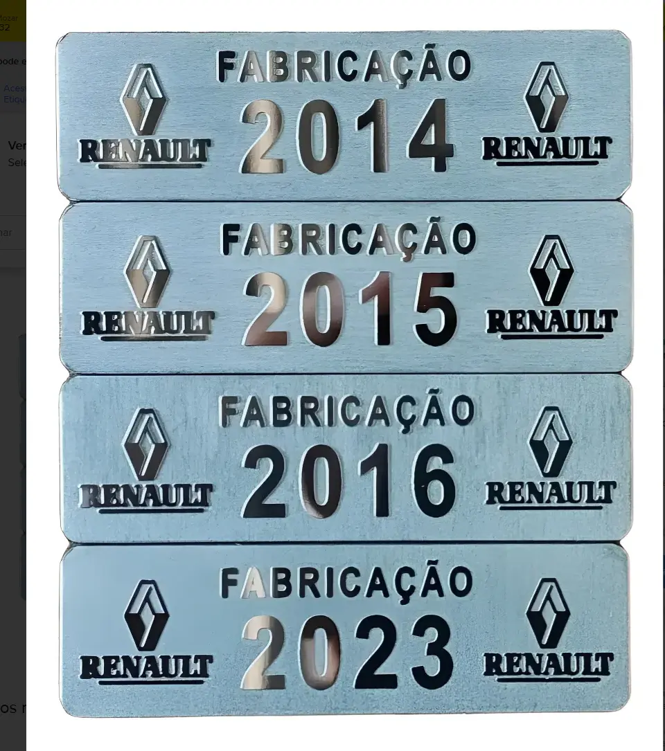 Plaquetas de identificação com numeração de ano de fabricação personalizada